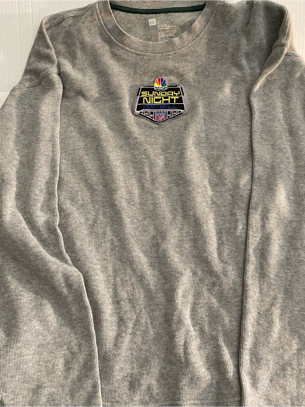 GAP Gray Crewneck Sweater with 'Sunday Night' Patch